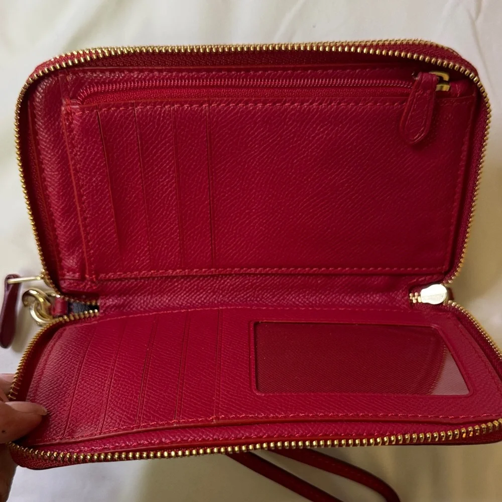Coach Signature Monogram Crossbody Bag and Wallet Set Brown Red Stripe‎ - Picture 12 of 13